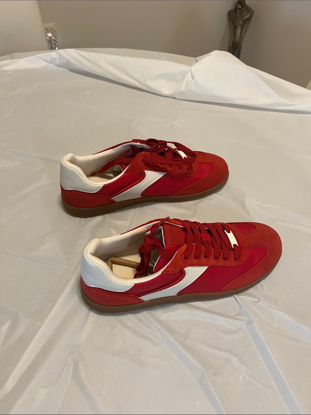 Aldo Red and White Low-Top Sneakers